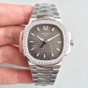 Replica Patek Philippe Nautilus Ladies 7018/1A-011 PF Stainless Steel & Diamonds Anthracite Dial Swiss 324SC