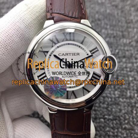 Replica Ballon Bleu De Cartier 42MM W6901351 AJ Stainless Steel Silver Dial Swiss 2824-2