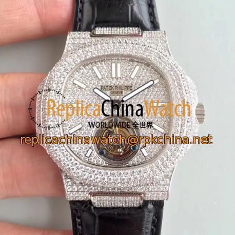 Replica Patek Philippe Nautilus Jumbo 5711 R8 Stainless Steel & Diamonds Diamond Dial Swiss Tourbillon