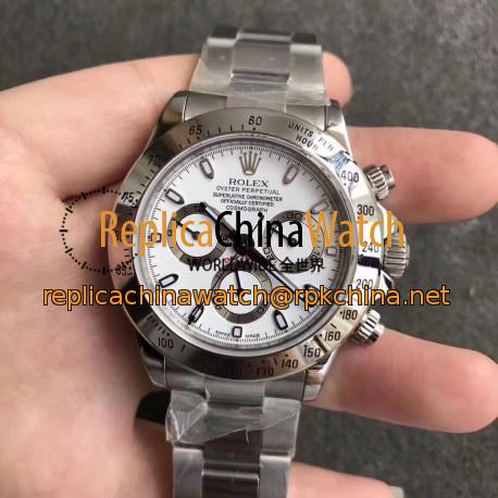 Replica Rolex Daytona Cosmograph 116520 N Stainless Steel White Dial Swiss 7750 Run 6@SEC