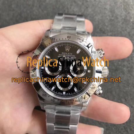 Replica Rolex Daytona Cosmograph 116520 N Stainless Steel Black Dial Swiss 7750 Run 6@SEC