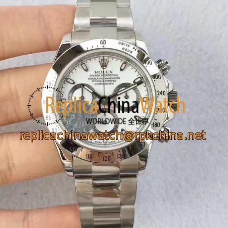 Replica Rolex Daytona Cosmograph 116520 JF Stainless Steel White Dial Swiss 7750 Run 6@SEC