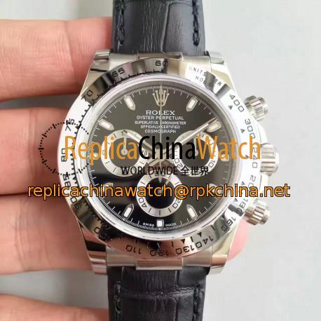 Replica Rolex Daytona Cosmograph 116520 JH Stainless Steel Black Dial Swiss 4130 Run 6@SEC