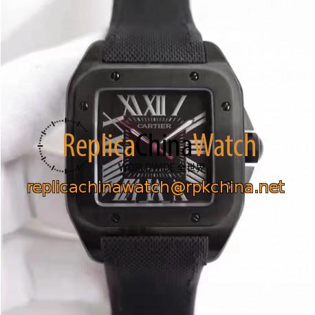 Replica Cartier Santos 100 XL WSSA0006 V6 PVD Black Dial M9015