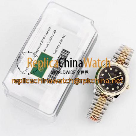 Replica Rolex Datejust II 116333 41MM GM Stainless Steel & Yellow Gold Black Dial Swiss 3235