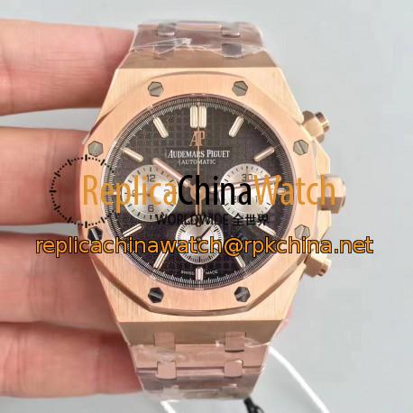 Replica Audemars Piguet Royal Oak Chronograph 26331 JH Rose Gold Black Dial Swiss 7750