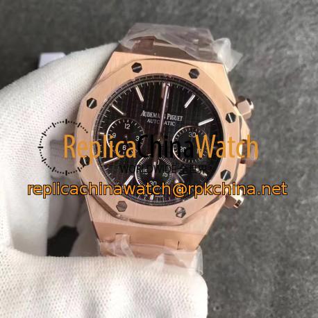 Replica Audemars Piguet Royal Oak Chronograph 26331 JH Rose Gold Black Dial Swiss 7750