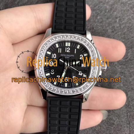 Replica Patek Philippe Aquanaut Luce Ladies 5067A-001 N Stainless Steel & Diamonds Black Dial Swiss E23-250SC