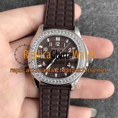 Replica Patek Philippe Aquanaut Luce Ladies 5067A-023 N Stainless Steel & Diamonds Chocolate Dial Swiss E23-250SC