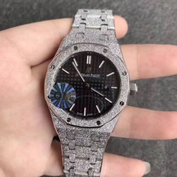 Replica Audemars Piguet Royal Oak Frosted Gold Quartz 33MM 67653 OM Stainless Steel Black Dial Swiss 3132