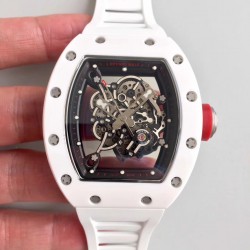 Replica Richard Mille RM55 KV White Ceramic Black Skeleton Dial M8215