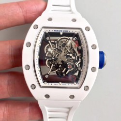 Replica Richard Mille RM55 KV White Ceramic White Skeleton Dial M8215