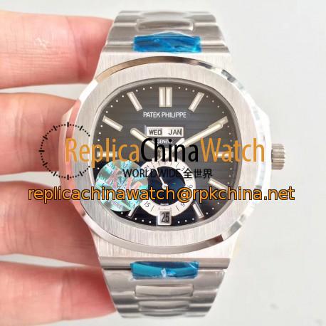 Replica Patek Philippe Nautilus Annual Calendar Moonphase 5726/1A-001 KM V2 Stainless Steel Blue Dial Swiss 324 S QA LU 24H/303