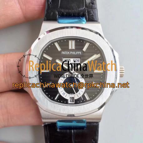 Replica Patek Philippe Nautilus Annual Calendar Moonphase 5726A KM V2 Stainless Steel Brown Dial Swiss 324 S QA LU 24H/303