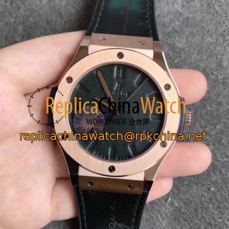 Replica Hublot Classic Fusion Berluti Scritto 511.OX.0500.VR.BER16 SR V2 Rose Gold Green Leather Dial Swiss HUB1100