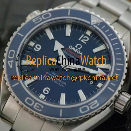 Replica Omega Seamaster Planet Ocean 45MM Stainless Steel Blue Dial Swiss 8500