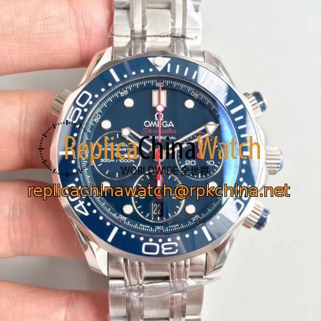 Replica Omega Seamaster Diver 300M Co-Axial Chronograph 44MM 212.30.44.50.03.001 OM Stainless Steel Blue Dial Swiss 7753