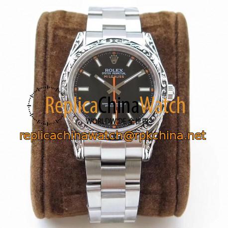 Replica Rolex Milgauss 116400GV GG Stainless Steel Black Dial Swiss 2836-2