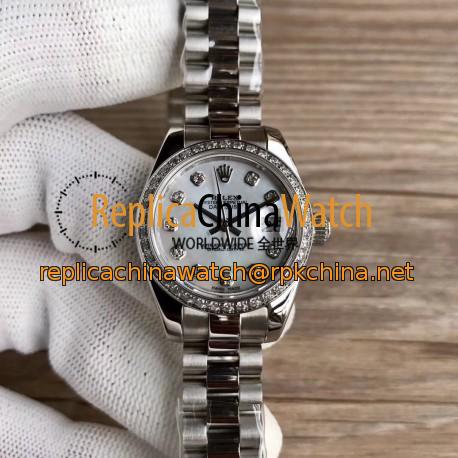 Replica Rolex Lady Datejust 28 279136RBR 28MM WF Stainless Steel & Diamonds Mother Of Pearl Dial Swiss 2671