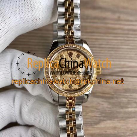 Replica Rolex Lady Datejust 28 279383BR 28MM WF Stainless Steel & Yellow Gold Rolex Dial Swiss 2671