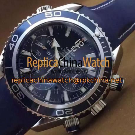 Replica Omega Seamaster Planet Ocean Chronograph 45MM Stainless Steel Blue Dial Swiss 7750