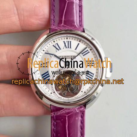 Replica Ballon Bleu De Cartier Flying Tourbillon HPI00716 39MM TF Stainless Steel White Dial Swiss 9452MC