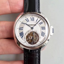 Replica Ballon Bleu De Cartier Flying Tourbillon HPI00716 39MM TF Stainless Steel White Dial Swiss 9452MC