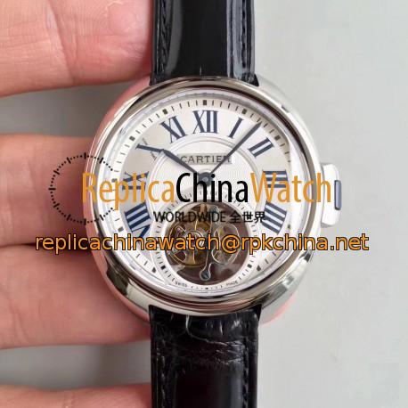 Replica Ballon Bleu De Cartier Flying Tourbillon HPI00716 39MM TF Stainless Steel White Dial Swiss 9452MC