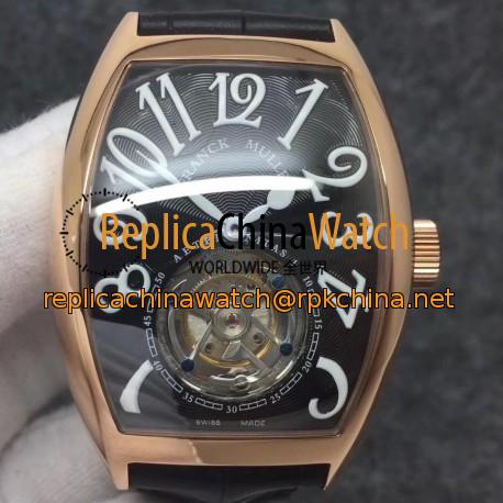 Replica Franck Muller Cintree Curvex Imperial Tourbillon 8880 T FM Rose Gold Black Dial Swiss Tourbillon