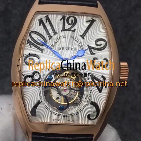 Replica Franck Muller Cintree Curvex Imperial Tourbillon 8880 T FM Rose Gold Silver Dial Swiss Tourbillon