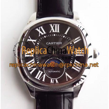 Replica Drive de Cartier Moonphase WSNM0008 N Stainless Steel Black Dial Swiss 1904-LU MC