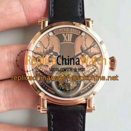 Replica Speake Marin 2002 EQ Rose Gold Gold Skull Dial Swiss Tourbillon