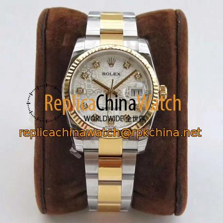 Replica Rolex Datejust 36MM 116234 DJ Stainless Steel 904L & Yellow Gold Silver Anniversary Jubilee Dial Swiss 3135