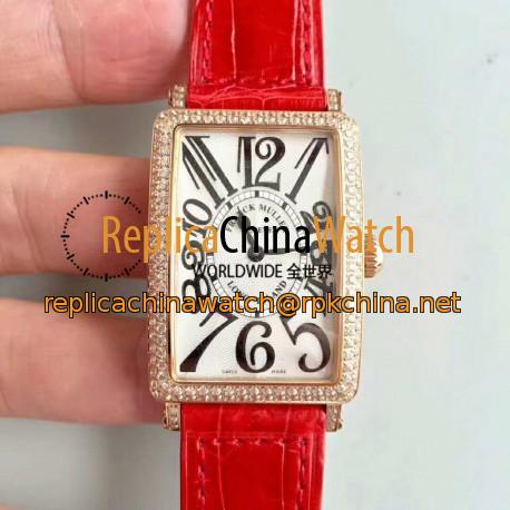 Replica Franck Muller Ladies Long Island 1952 952 QZ D CD GF Rose Gold & Diamonds Silver Dial Swiss Quartz