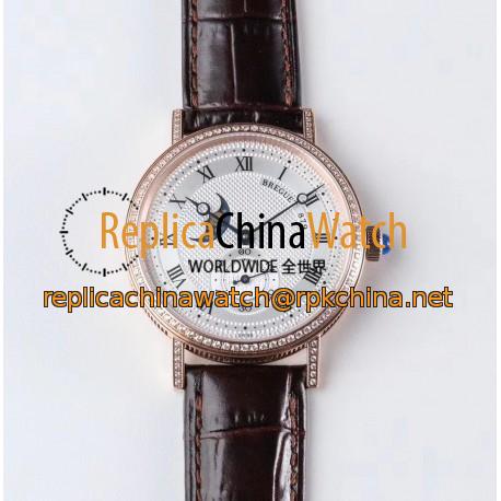 Replica Breguet Classique Moonphase 4396 GXG Rose Gold & Diamond Silver Dial Swiss 5165R