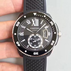 Replica Calibre De Cartier Diver WSCA0006 42MM JJ PVD Black Dial M9015