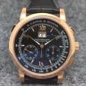 Replica A. Lange & Sohne Datograph Flyback BM Rose Gold Black Dial Swiss Lemania