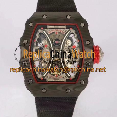 Replica Richard Mille RM53-01 Tourbillon Pablo Mac Donough KV Forged Carbon Skeleton Red Dial M9015