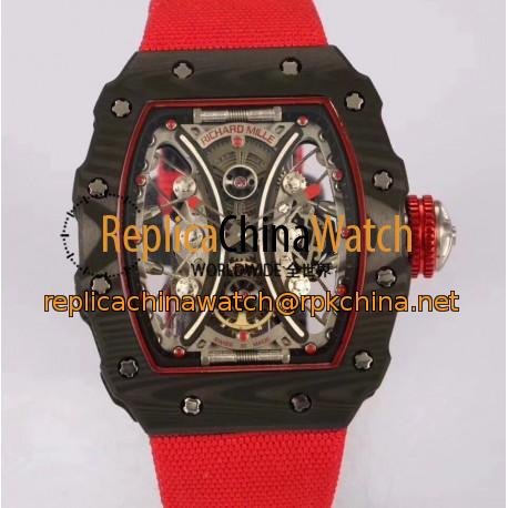 Replica Richard Mille RM53-01 Tourbillon Pablo Mac Donough KV Forged Carbon Skeleton Red Dial M9015