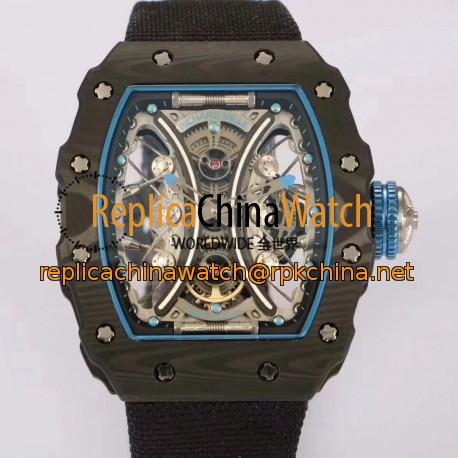 Replica Richard Mille RM53-01 Tourbillon Pablo Mac Donough KV Forged Carbon Skeleton Blue Dial M9015