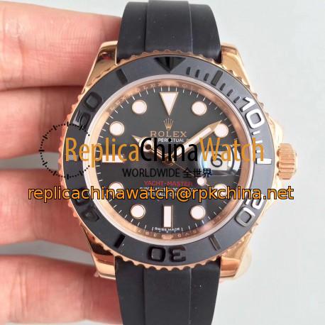 Replica Rolex Yacht-Master 40 116655 AR Rose Gold Black Dial Swiss 3135