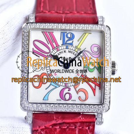 Replica Franck Muller Master Square Ladies 6002 M QZ D  GF Stainless Steel & Diamonds White Dial Swiss Quartz