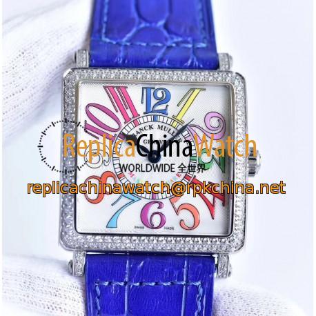 Replica Franck Muller Master Square Ladies 6002 M QZ D  GF Stainless Steel & Diamonds White Dial Swiss Quartz