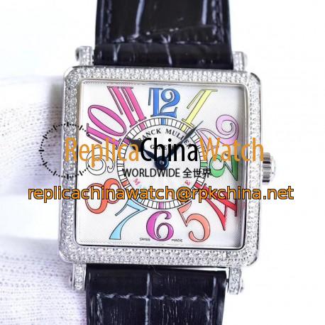 Replica Franck Muller Master Square Ladies 6002 M QZ D  GF Stainless Steel & Diamonds White Dial Swiss Quartz