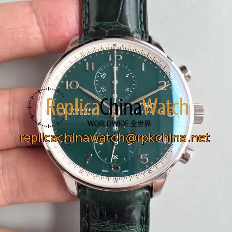 Replica IWC Portugieser Chronograph Edition 150 Years IW371601 YL Stainless Steel Green Dial Swiss 69355