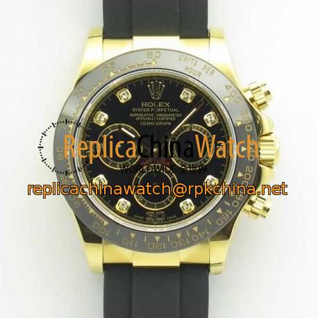 Replica Rolex Daytona Cosmograph 116518LN JH Yellow Gold Black Dial Swiss 4130 Run 6@SEC