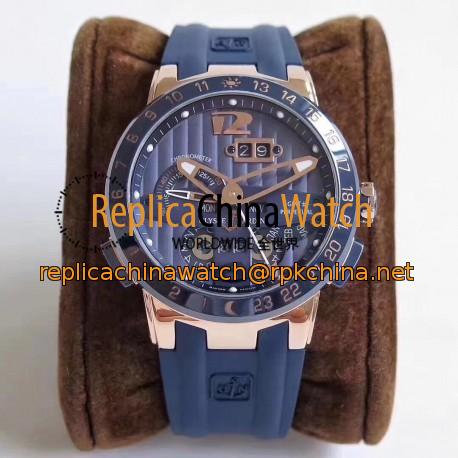 Replica Ulysse Nardin El Toro GMT +/- Perpetual Calendar 326-00 TWA Rose Gold Blue Dial Swiss UN-32