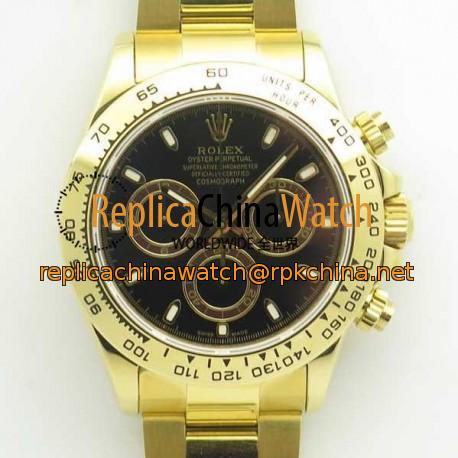 Replica Rolex Daytona Cosmograph 116508 BP Yellow Gold Black Dial Dial Swiss 4130 Run 6@SEC