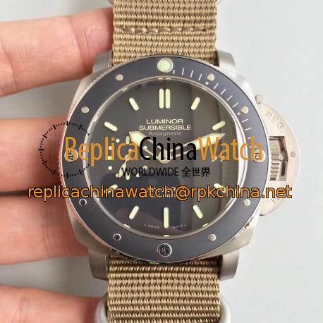 Replica Panerai Luminor Submersible 1950 Amagnetic 3 Days Automatic PAM389 VS Titanium Black Dial Swiss P9000