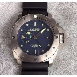 Replica Panerai Luminor Submersible GMT Regatta PAM371 ZF Titanium Black Dial Swiss P9001